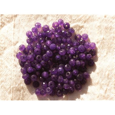 Fil 39cm 140pc env - Perles de Pierre - Jade Rondelles Facettées 4x2mm Violet 