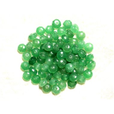 Fil 39cm 90pc env - Perles de Pierre - Jade Rondelles Facettées 6x4mm Vert 
