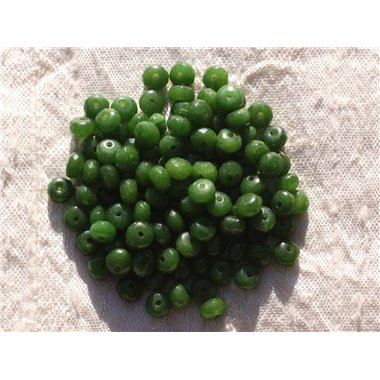 Fil 39cm 110pc env - Perles de Pierre - Jade Rondelles Facettées 5x3mm Vert Olive