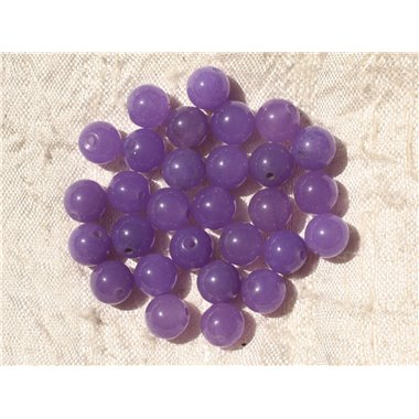 Fil 39cm 48pc env - Perles de Pierre - Jade Boules 8mm Violet 