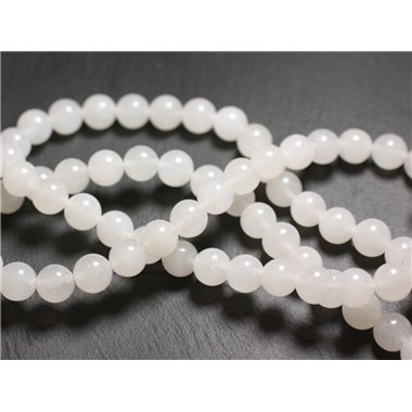 Fil 39cm 32pc env - Perles de Pierre - Jade Boules 12mm Blanc transparent 