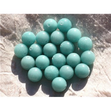 Fil 39cm 32pc env - Perles de Pierre - Jade Boules 12mm Bleu clair Turquoise 