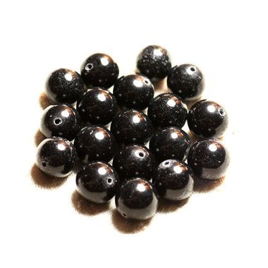 Fil 39cm 32pc env - Perles de Pierre - Jade Boules 12mm Gris Noir 