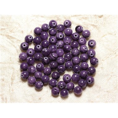 Fil 39cm 65pc env - Perles de Pierre - Jade Boules 6mm Violet Mauve 