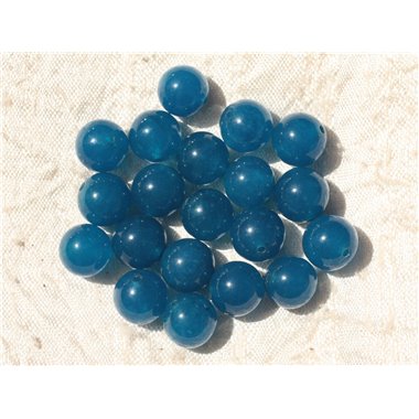 Fil 39cm 37pc env - Perles de Pierre - Jade Boules 10mm Bleu Vert Paon 