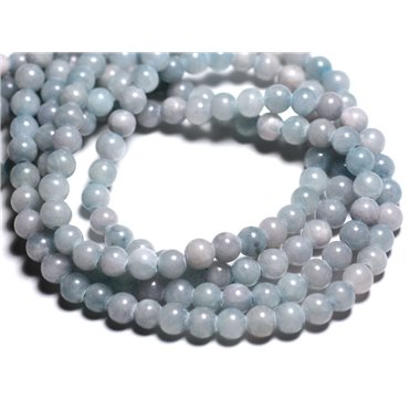 Fil 39cm 67pc env - Perles de Pierre - Jade Boules 6mm Bleu clair rose Pastel 