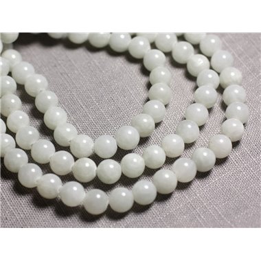 Fil 39cm 48pc env - Perles de Pierre - Jade Boules 8mm Blanc gris clair 