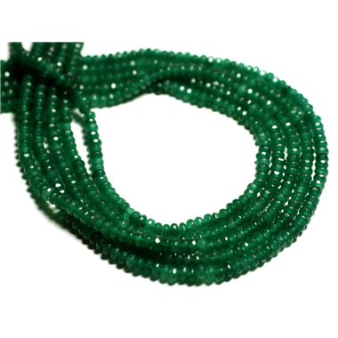 Fil 34cm 115pc env - Perles de Pierre - Jade Rondelles Facettées 4x2mm Vert Sapin
