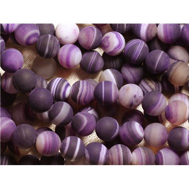 1 Fil 39cm Perles de Pierre - Agate Violette Boules 10mm Mat 