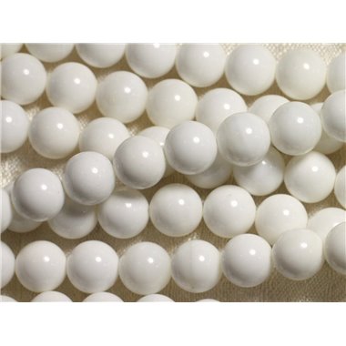 1 Fil 39cm Perles de Nacre blanche opaque Boules 4mm 