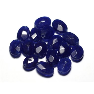 Fil 39cm 26pc env - Perles de Pierre - Jade Ovales Facettés 14x10mm Bleu Nuit