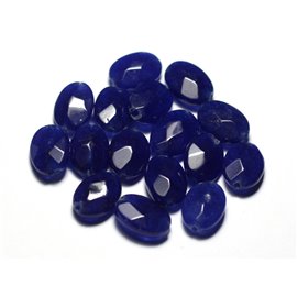 Fil 39cm 26pc env - Perles de Pierre - Jade Ovales Facettés 14x10mm Bleu Nuit Fil 39cm 26pc env - Perles de Pierre - Jade Ovales Facettés 14x10mm Bleu Nuit