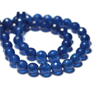 10pc - Perles de Pierre - Jade Boules Facettées 10mm Bleu Nuit Roi - 8741140029064