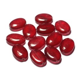 Fil 39cm 22pc env - Perles de Pierre - Jade Ovales 18x13mm Rouge Cerise Fil 39cm 22pc env - Perles de Pierre - Jade Ovales 18x13mm Rouge Cerise