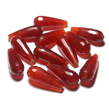 1pc - Perle de Pierre - Jade Goutte Facettée 28mm Rouge Orange - 8741140028326