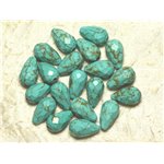 Fil 39cm 23pc env - Perles Turquoise synthèse Gouttes Facettées 16x9mm Bleu Turquoise