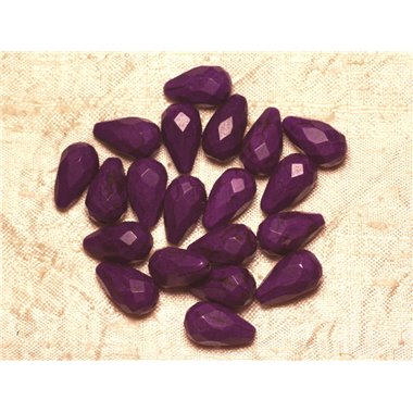 Fil 39cm 23pc env - Perles Turquoise synthèse Gouttes Facettées 16x9mm Violet