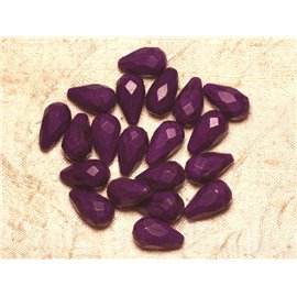 Fil 39cm 23pc env - Perles Turquoise synthèse Gouttes Facettées 16x9mm Violet Fil 39cm 23pc env - Perles Turquoise synthèse Gouttes Facettées 16x9mm Violet