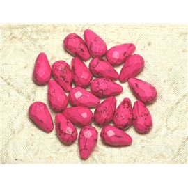 Fil 39cm 23pc env - Perles Turquoise synthèse Gouttes Facettées 16x9mm Rose Fil 39cm 23pc env - Perles Turquoise synthèse Gouttes Facettées 16x9mm Rose