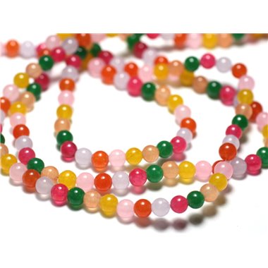 Fil 39cm 93pc env - Perles de Pierre - Jade Boules 4mm Multicolore - 7427039728348