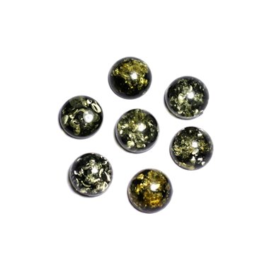 1pc - Cabochon Ambre naturelle Rond 12mm vert noir jaune - 7427039731836