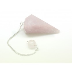 Pendule facetté 25x30 mm quartz rose