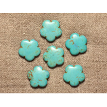 Fleurs 20mm Perles Turquoise Synthèse 