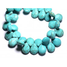 Gouttes Pointe 16mm Perles Turquoise Synthèse 