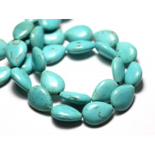 Gouttes Plates 18mm Perles Turquoise Synthèse 
